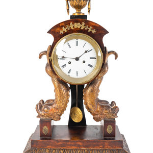 Appraisal: An Italian Empire Parcel-Gilt Walnut Mantel Clock TH CENTURY Height