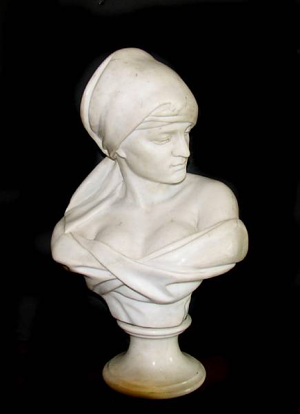 Appraisal: An Italian carved bust of a woman height in length