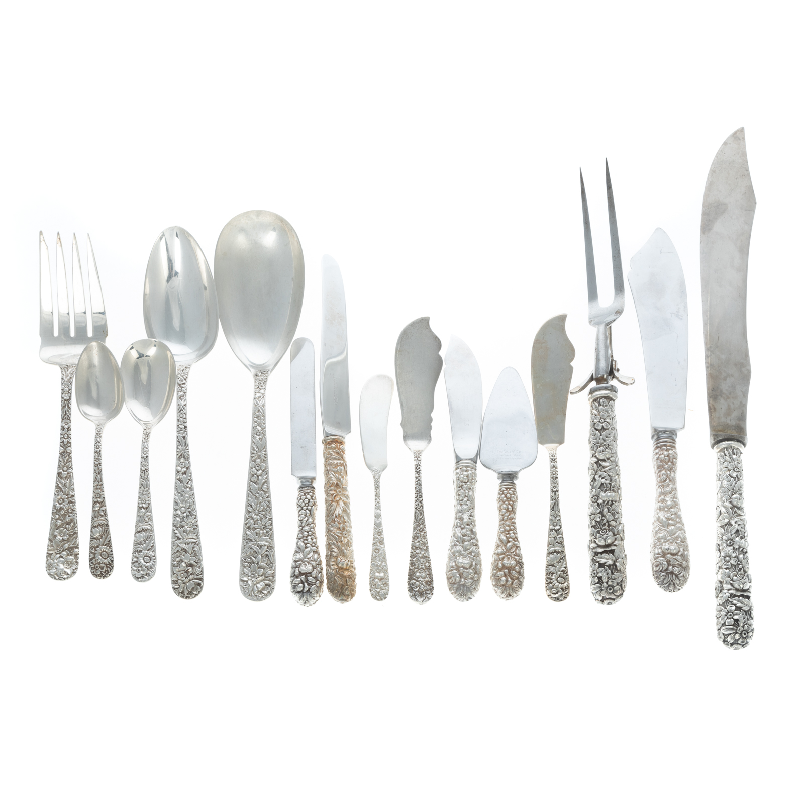 Appraisal: GROUP S KIRK SON STERLING REPOUSSE FLATWARE Including five dinner