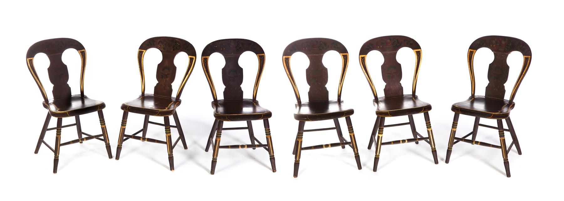 Appraisal: SIX OHIO DECORATED SIDE CHAIRS Second quarter- th century pine