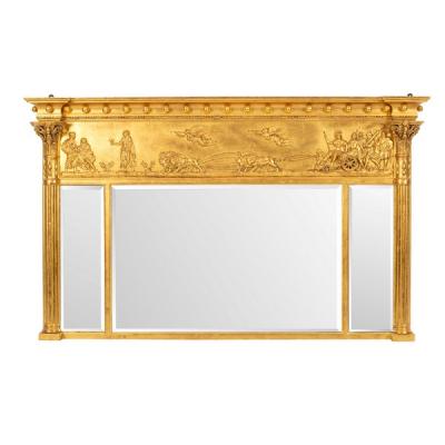 Appraisal: A Regency giltwood and gesso overmantel mirror with ball studded