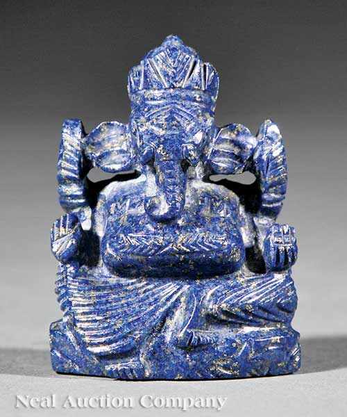 Appraisal: A Southeast Asian Carved Lapis Lazuli Figure of Ganesh the