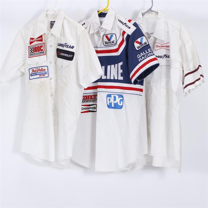 Appraisal: Three Auto Racing Pit Crew Shirts Size White Size M