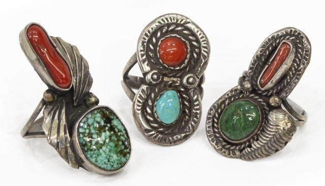 Appraisal: lot of Native American silver content unknown turquoise and red