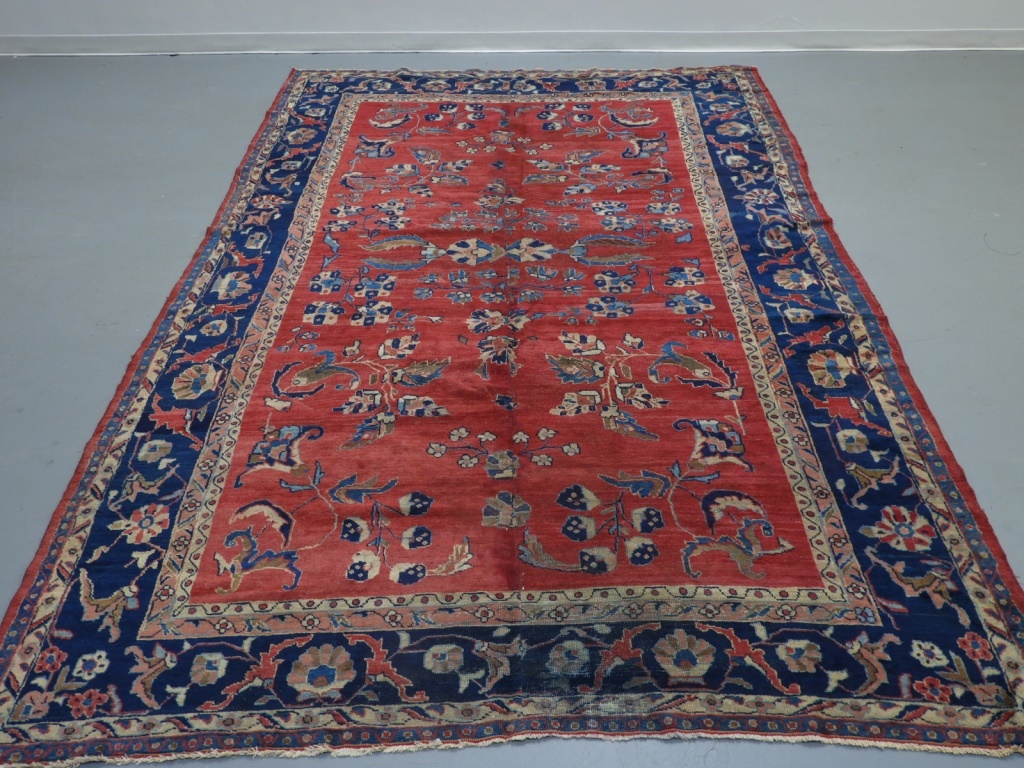 Appraisal: ANTIQUE PERSIAN MAHAL PATTERN WOOL CARPET RUG Persia th CenturyRed