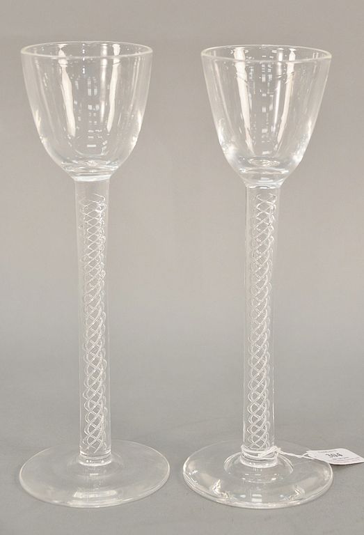 Appraisal: Pair of Steuben airtwist tall glass goblets or wine toasting