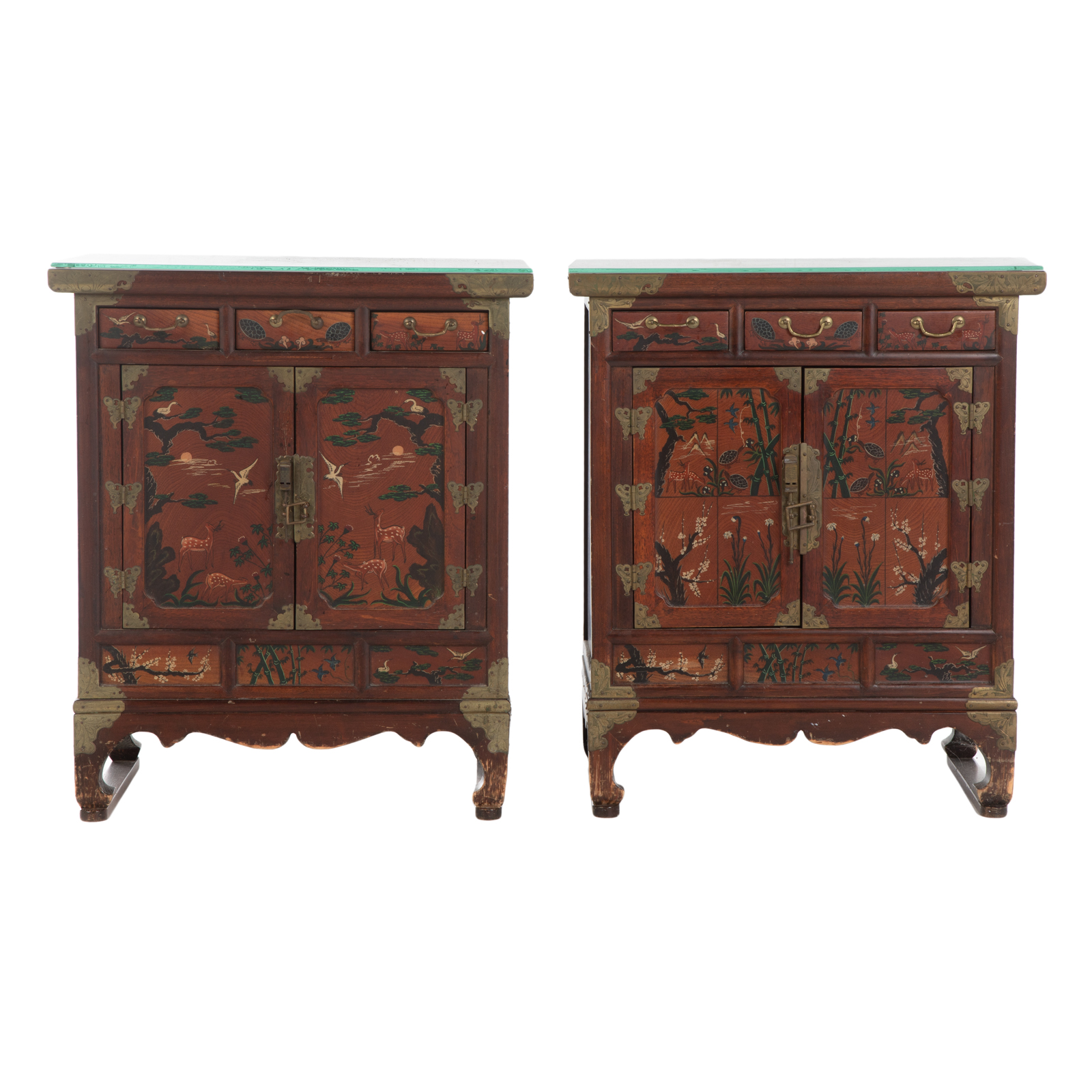 Appraisal: A PAIR OF KOREAN DIMINUTIVE TANSU'S th century painted and