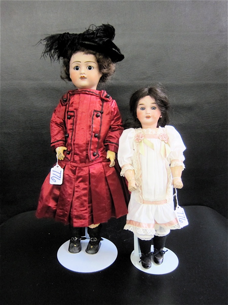 Appraisal: TWO FRENCH BISQUE SOCKET HEAD DOLL Petite Francaise J Verlingue