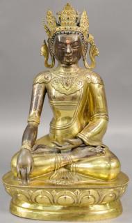 Appraisal: Chinese hollow cast gilt bronze figure of Dipankara Buddha seated