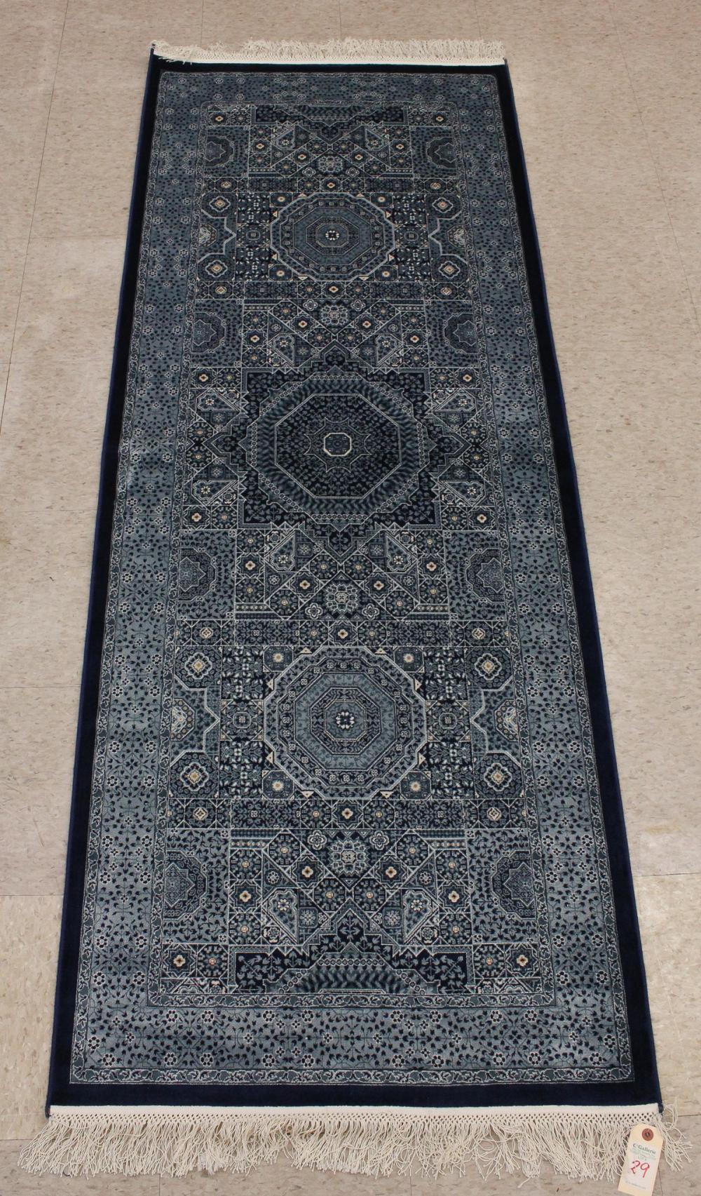 Appraisal: HAND KNOTTED TURKISH 'BAMBOO SILK' RUNNER Hereke geometric design in