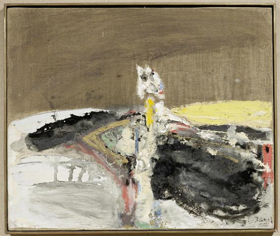 Appraisal: JORN ASGER Veyrun - Arhus Untitled Oil and tempera laid