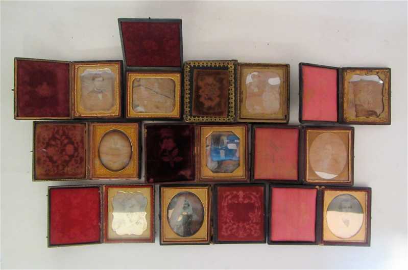 Appraisal: TEN DAGUERREOTYPE CASED PHOTOGRAPHS of traditional portraits of men women