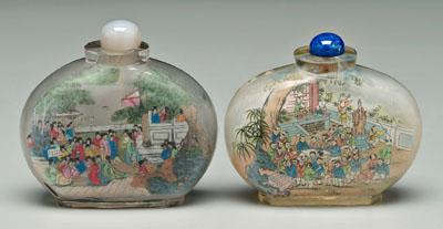 Appraisal: Two inside-painted glass snuff bottles both signed below neck one