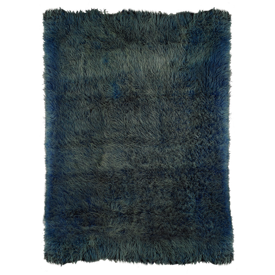 Appraisal: Shag Area Rug in Shades of Blues amp Greens circa