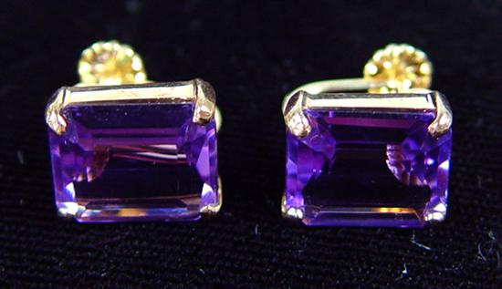 Appraisal: Pair of Ladies K Gold Amethyst Earrings Yellow gold Approximately