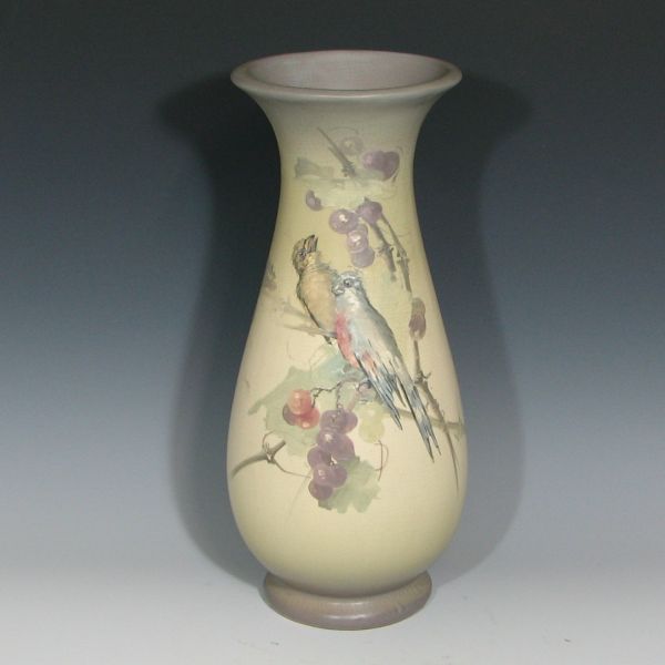 Appraisal: Tall Weller Hudson White Decorated floor vase with two birds