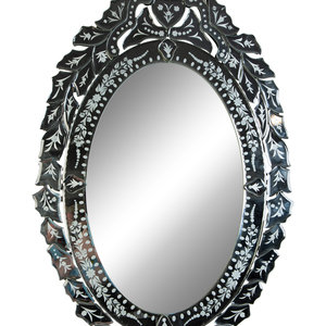 Appraisal: A Venetian Style Etched Glass Oval Dressing Mirror TH ST