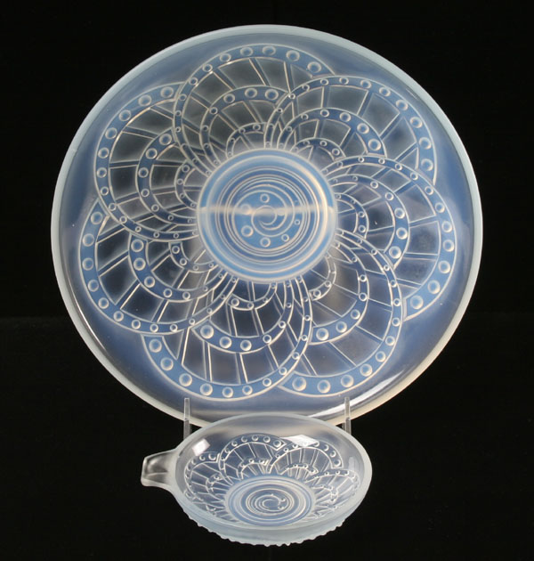 Appraisal: French opalescent art glass bowl and entree dish with side