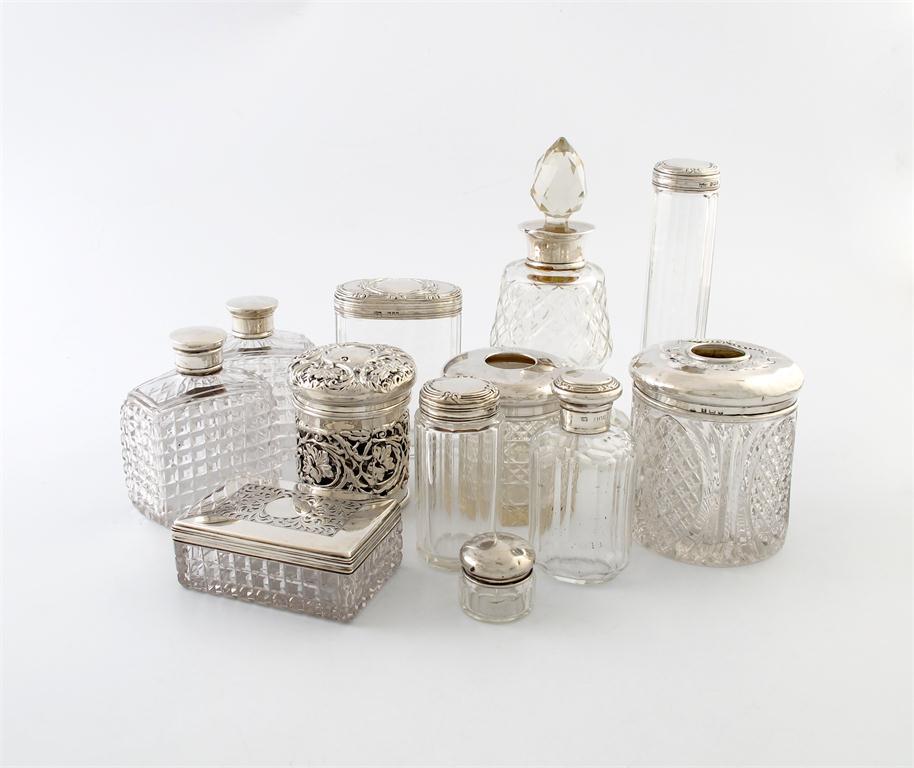 Appraisal: A mixed lot of silver mounted glass items