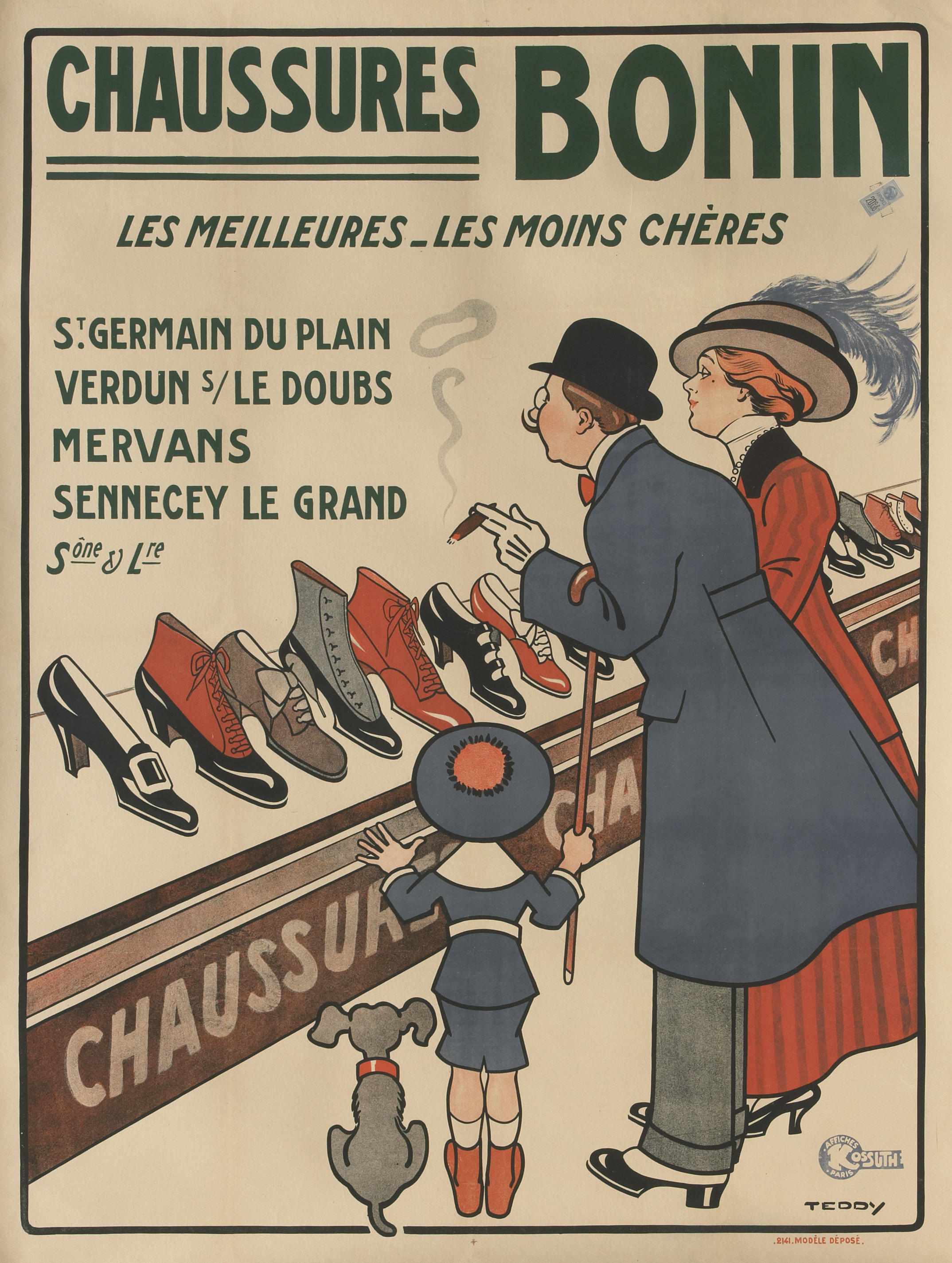 Appraisal: Teddy th century Chaussures Bonin c Lithographic poster in colors