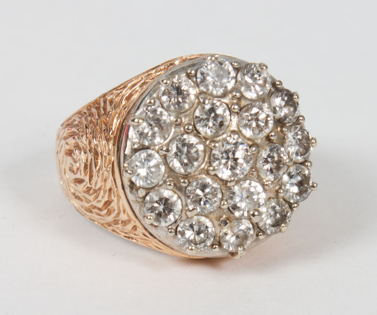 Appraisal: K yellow white gold diamond cluster ring with old mine-cut