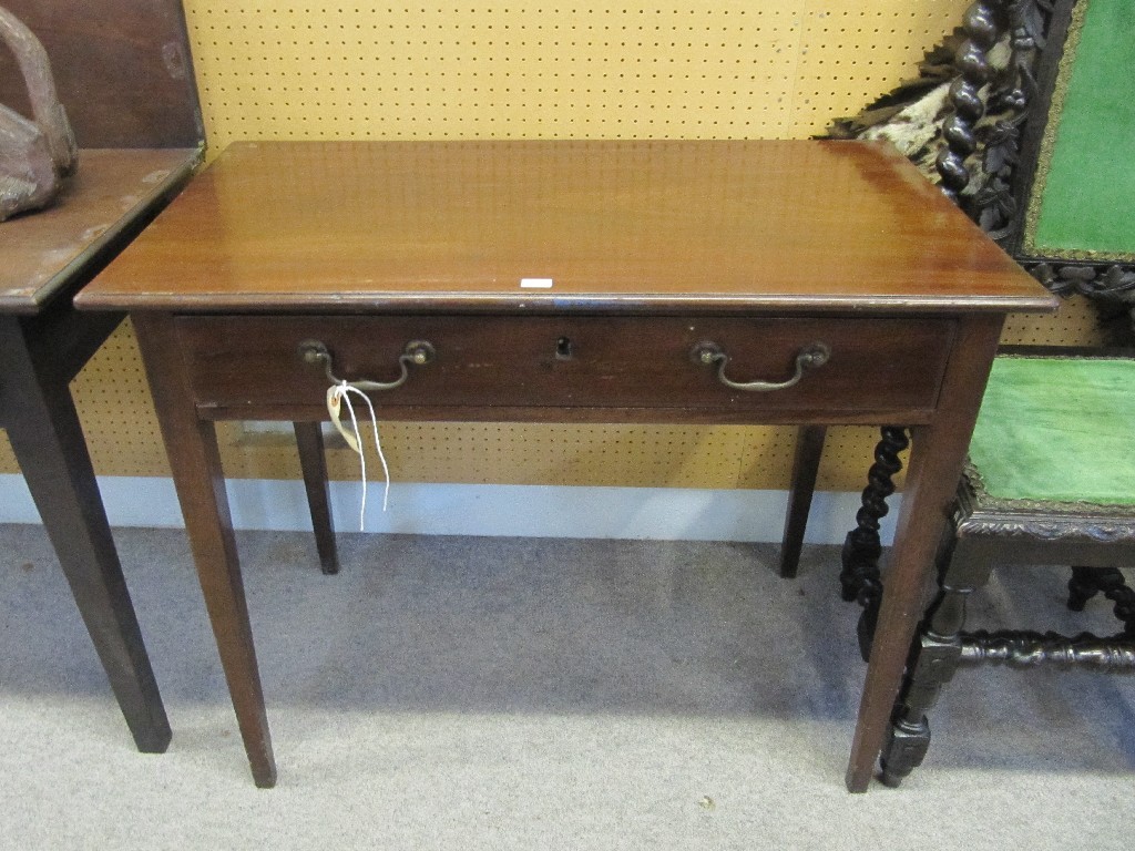 Appraisal: th Century mahogany single drawer table