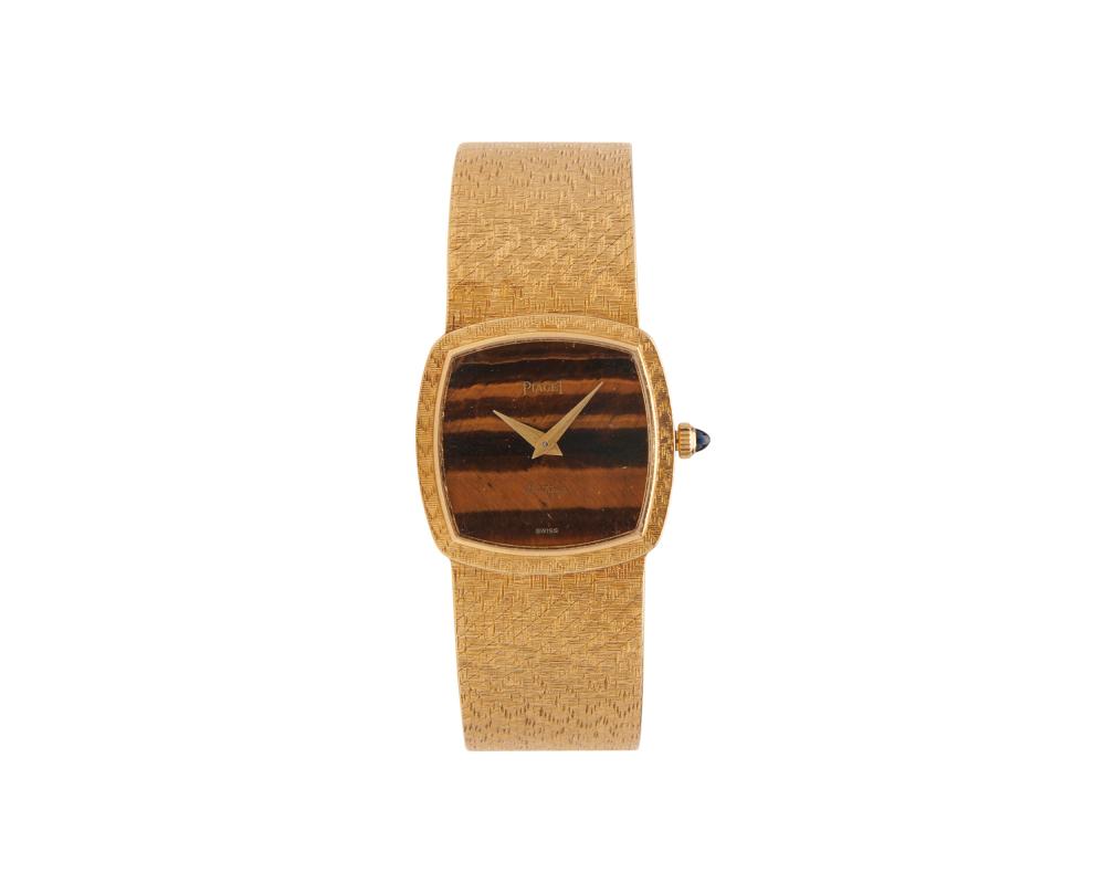 Appraisal: PIAGET K Gold and Tiger's Eye Wristwatch the tiger's eye