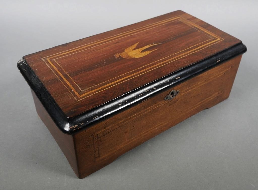 Appraisal: Inlaid wood case with mechanism in good working condition Case