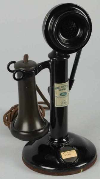 Appraisal: Western Electric Stick Telephone with Number Card Circa black brass