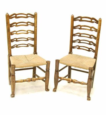 Appraisal: A pair of early th century Lancashire side chairs each