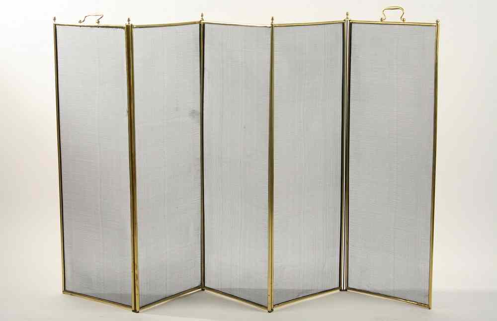 Appraisal: FIRESCREEN - Contemporary folding fireplace screen with brass edges Six