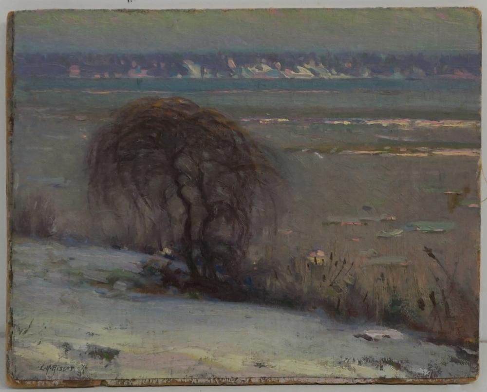 Appraisal: LEWIS HEMLEY RISSER AMERICAN - OVERLOOKING THE RIVER OIL ON