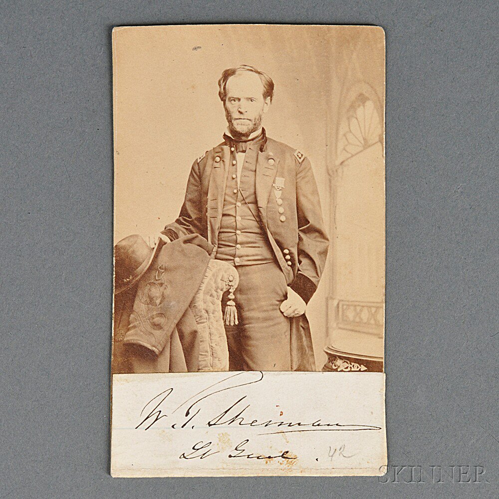 Appraisal: Lieutenant General William T Sherman Carte-de-visite with Clipped Autograph c