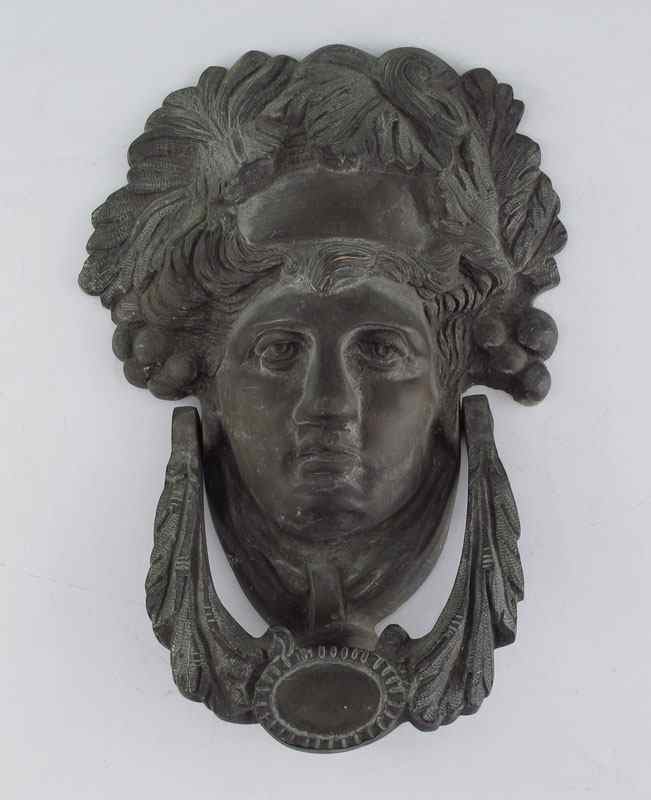 Appraisal: TH C BRONZE MAIDEN'S HEAD MASQUERON DOOR KNOCKER '' h