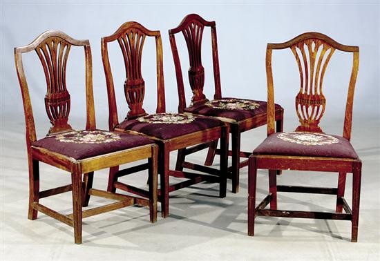 Appraisal: George III style carved mahogany side chairs mid th century