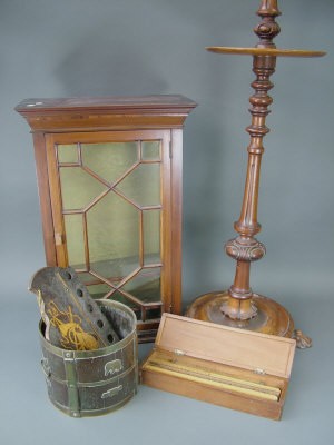 Appraisal: An Edwardian mahogany hanging display cabinet with astragal glazed doors