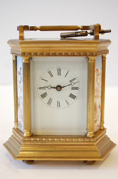 Appraisal: FRENCH STYLE BRASS AND PORCELAIN CLOCK