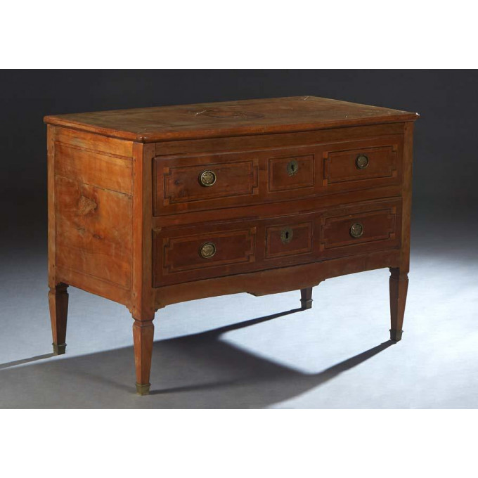 Appraisal: French Louis XVI Style Inlaid Walnut Commode c the ogee