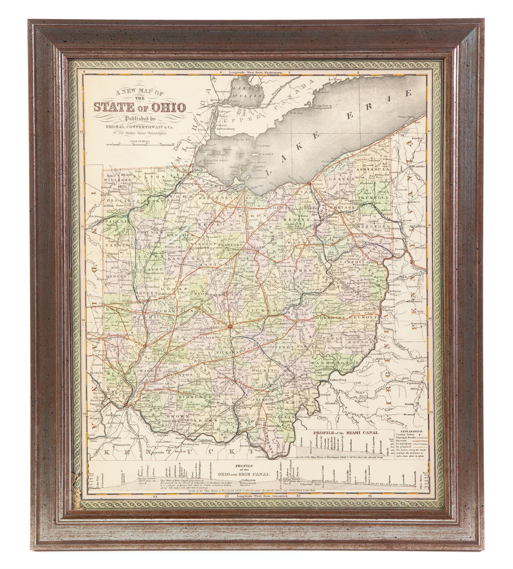 Appraisal: FRAMED MAP OF OHIO American ca Published in Philadelphia by