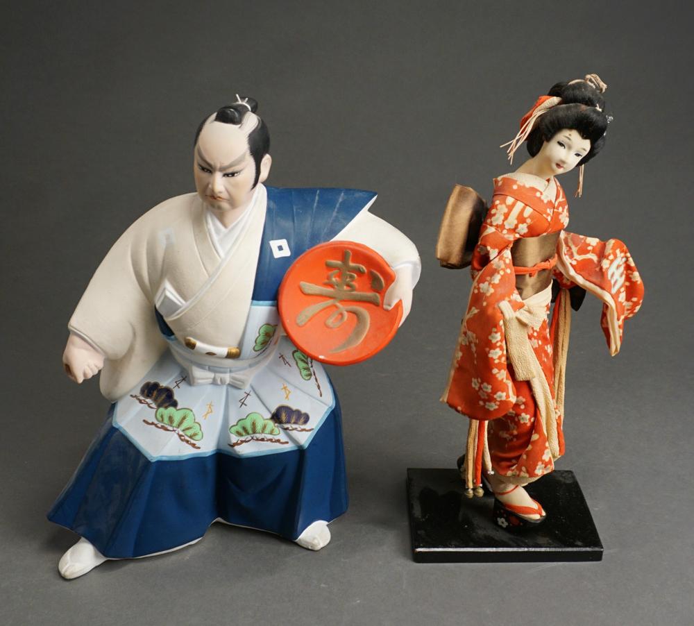 Appraisal: JAPANESE COMPOSITE FIGURE OF DRUMMER AND CLOTH PUPPET OF A