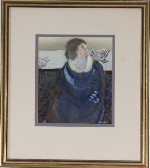 Appraisal: Wooldridge Lady with Dove signed mixed media cm x cm