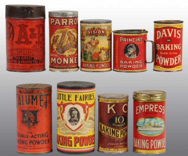 Appraisal: Lot of Baking Powder Tins Description Includes tins with paper