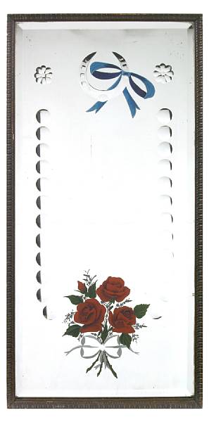 Appraisal: A reverse painted and etched mirror height in width in