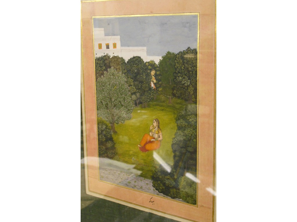 Appraisal: th century Indian school - seated lady on the bank