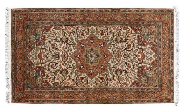 Appraisal: Hand-tied Turkish floral motif rug approx ' 'l ' w