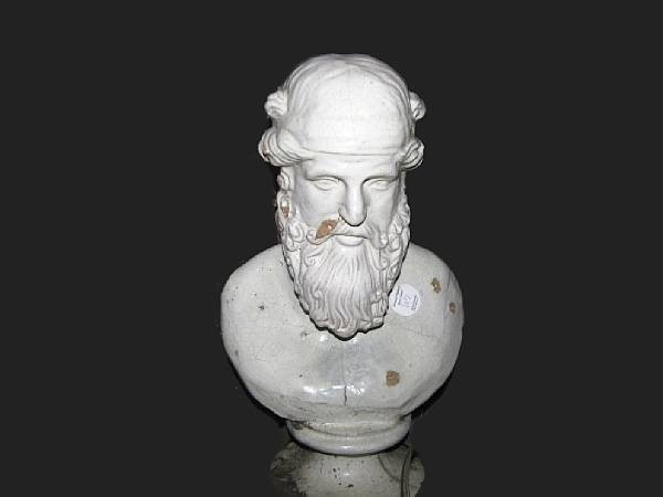 Appraisal: An Austrian glazed terracotta bust of Homer th century On