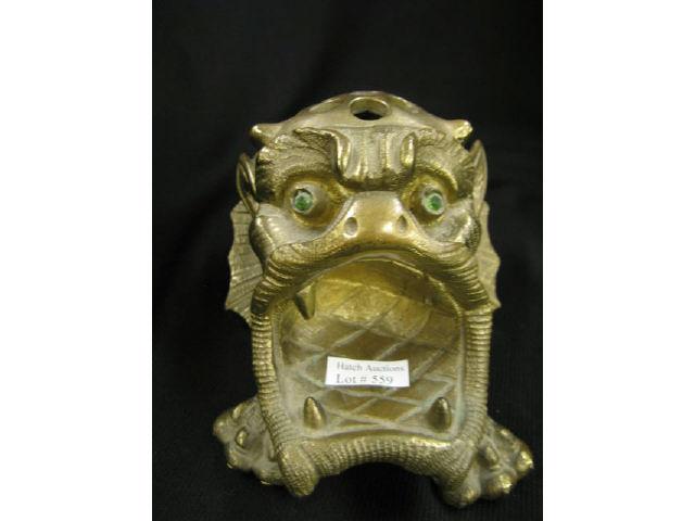 Appraisal: Victorian Figural Bronze Fountain Pen Holder serpent head glass eyes