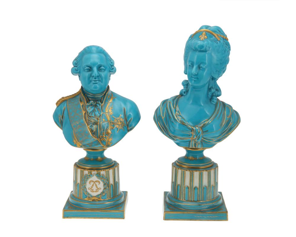 Appraisal: A pair of S vres-style porcelain busts of Marie Antoinette