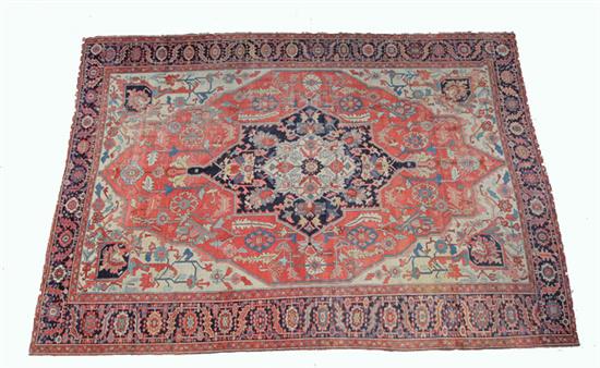 Appraisal: ORIENTAL RUG Persian Heriz early th century Cream field with