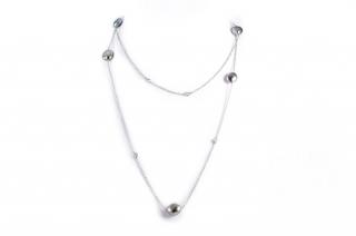 Appraisal: Tiffany Black Pearl and Diamond by the Yard Necklace Tiffany